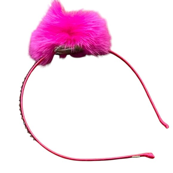 Bari Lynn Fuchsia Faux Fur & Rhinestone Headband NWOT - Picture 1 of 3